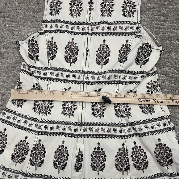 Anthropologie Dress Womens 16 White Black Sleeveless A-Line Midi Floral Zip Back - Picture 9 of 10